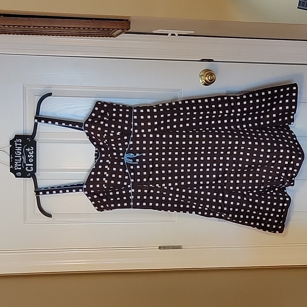 R&K Originals Sundress 16 Brown White Teal Squares
